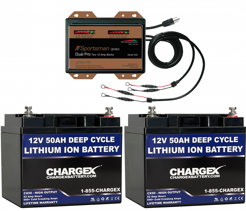 24V 50AH Lithium Ion Battery Kit with SS2 Charger