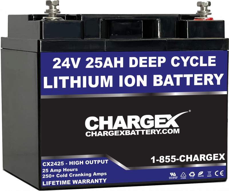 24V 25AH Lithium Ion Battery Deep Cycle Starting RV Golf Cart Marine Solar