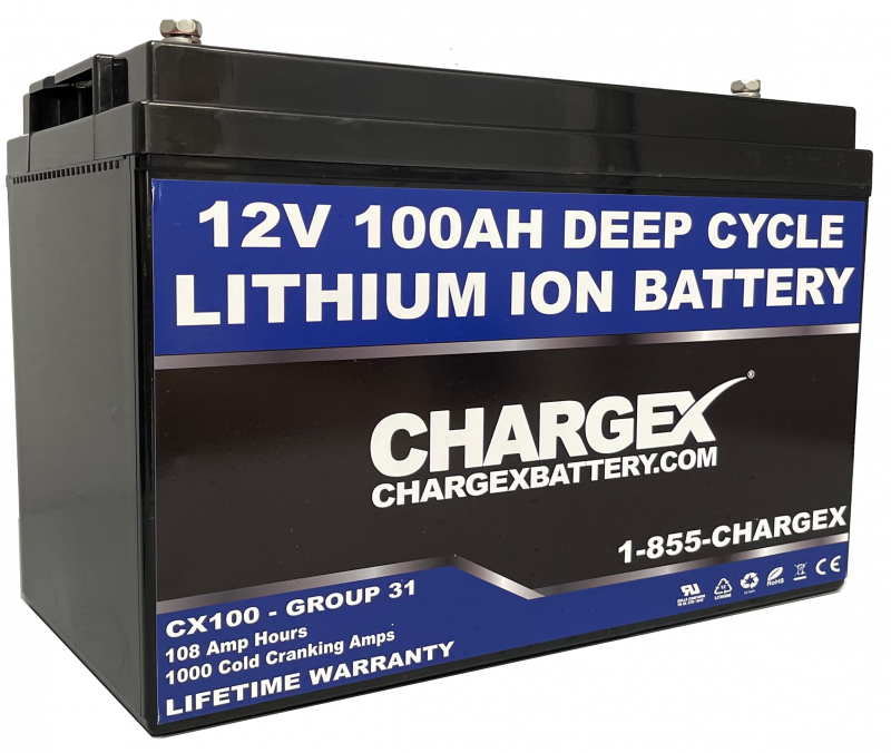 Chargex® 12V 100AH Lithium Ion Battery with Free Charger