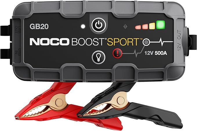 NOCO GB20 500A 12V Boost Sport UltraSafe Jump Starter with clamps