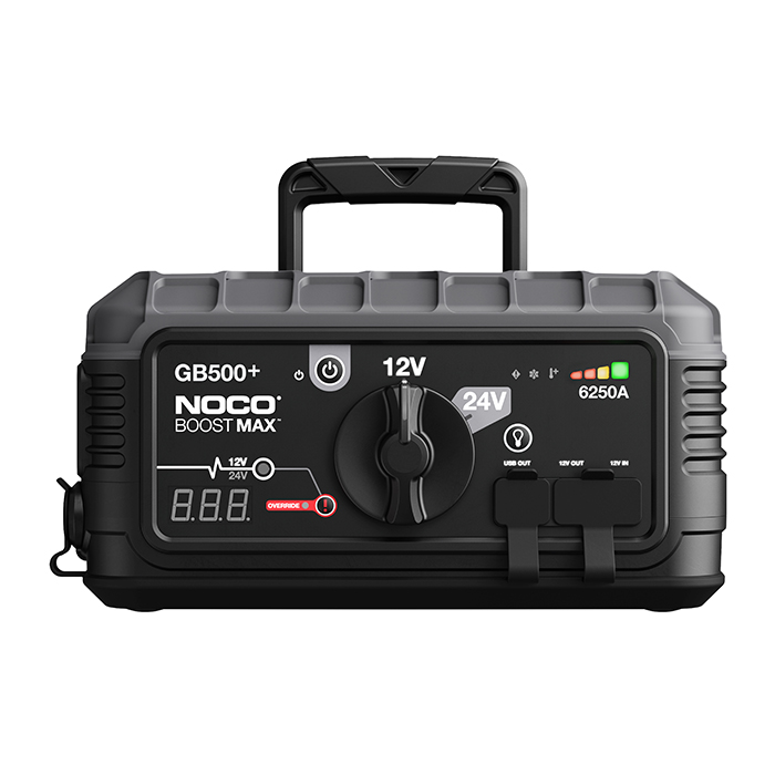 NOCO GB500+ 6250A 12/24V Boost MAX UltraSafe Jump Starter with heavy-duty clamps