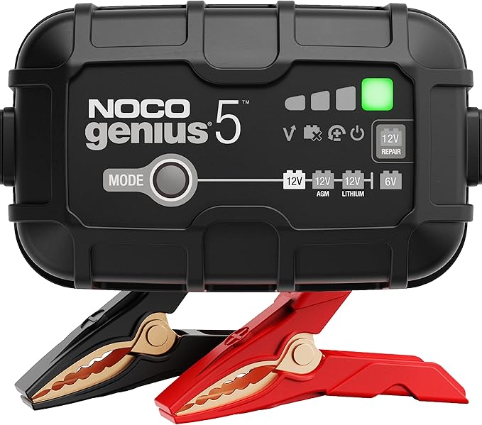 NOCO GENIUS5 6V/12V 5A Smart Battery Charger with clamps and eyelet connectors