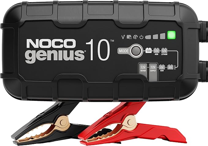NOCO GENIUS10 6V/12V 10A Smart Battery Charger with clamps and eyelet connectors