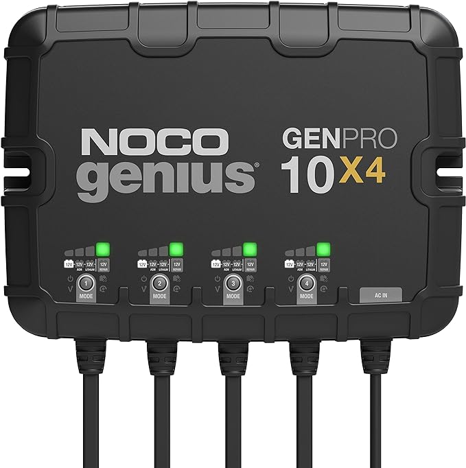 NOCO GENPRO10X4 12V 4-Bank 40A On-Board Battery Charger with eyelet terminals and mounting screws
