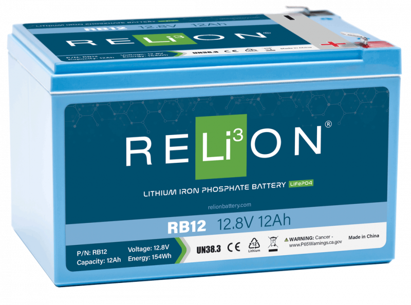 RELiON RB12 12V 12Ah LiFePO4 Deep Cycle Battery