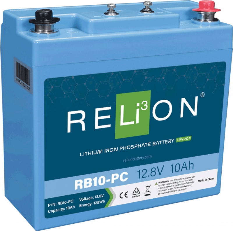 RELiON RB10-PC 12V 10Ah LiFePO4 Deep Cycle Battery