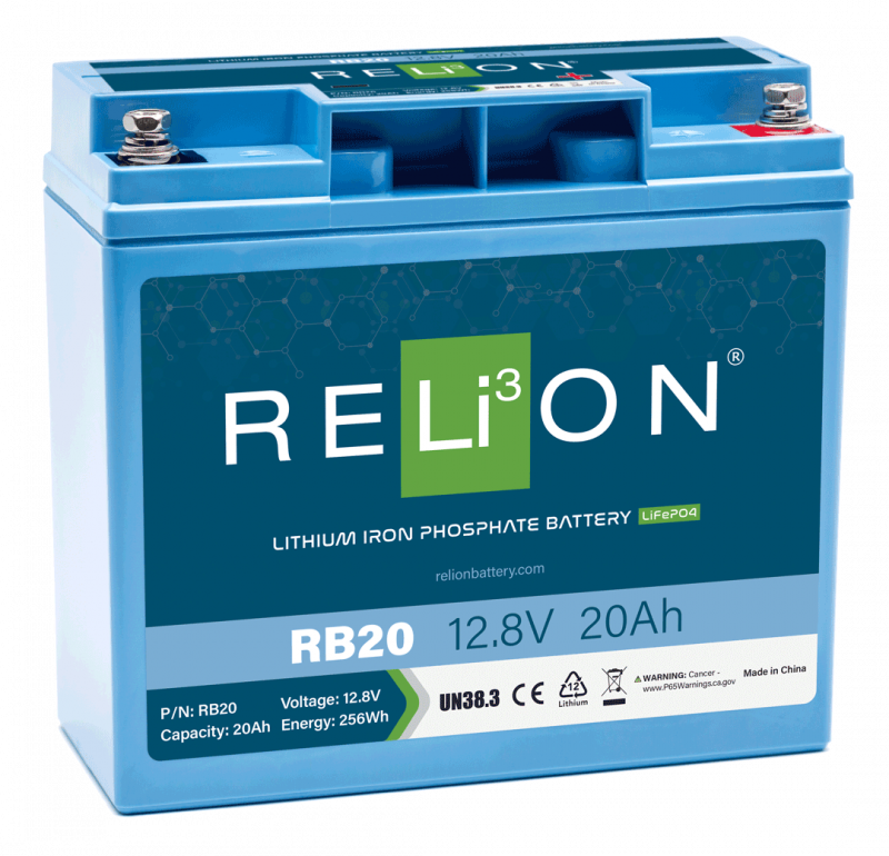 RELiON RB20 12V 20Ah LiFePO4 Deep Cycle Battery