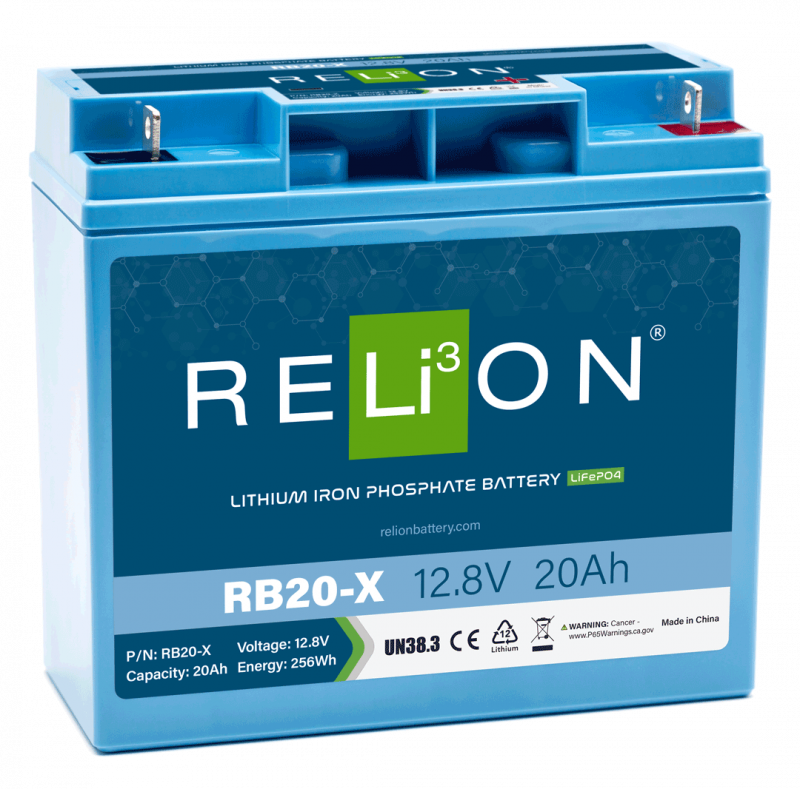 RELiON RB20-X 12V 20Ah High Power LiFePO4 Deep Cycle Battery