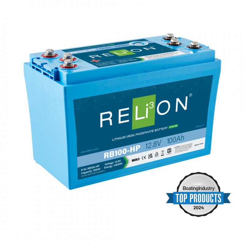 RELiON RB100-HP 12V 100Ah LiFePO4 deep cycle starting lithium battery Group 31 for marine, solar, RV, and off-grid applications