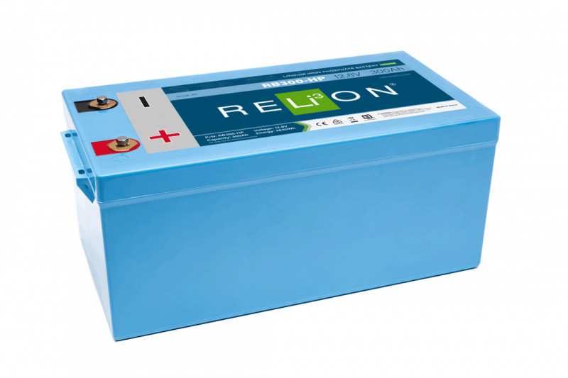 RELiON RB300-HP 12V 300Ah LiFePO4 high-performance deep cycle lithium battery Group 8D for marine, solar, RV, and off-grid applications