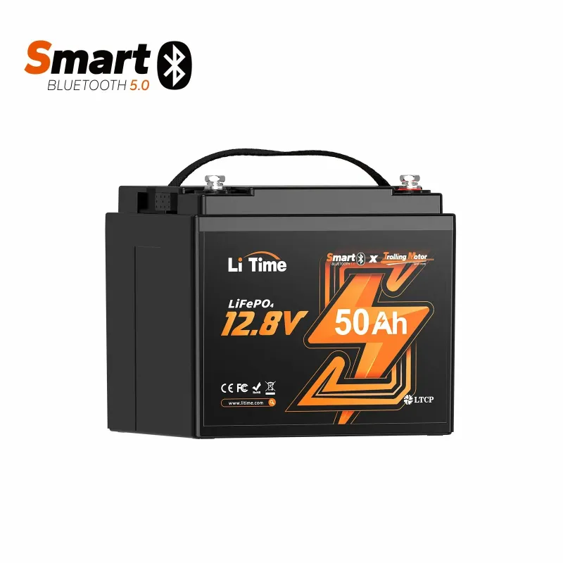 LiTime 12V 50Ah LiFePO4 Bluetooth deep cycle lithium battery for trolling motors, marine, RV, and off-grid applications