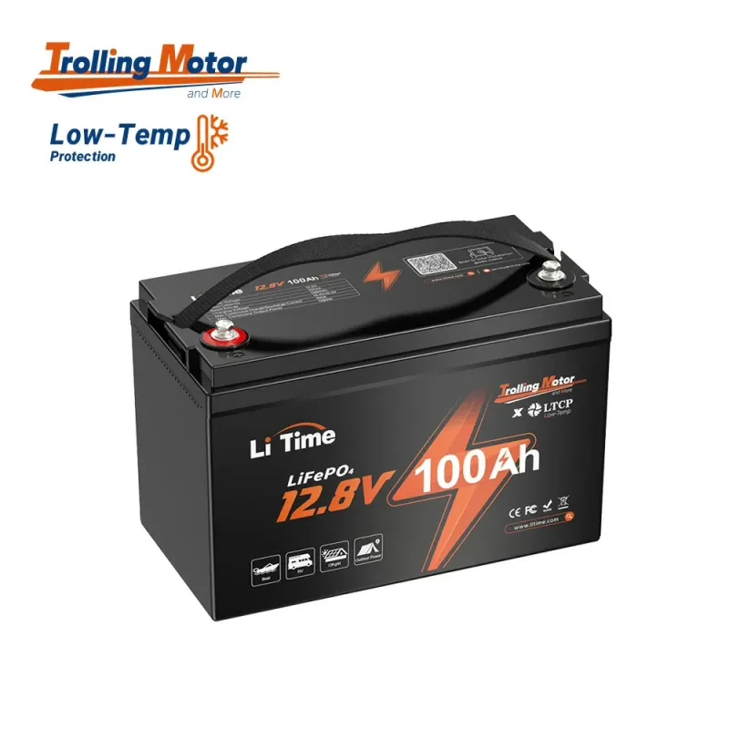LiTime 12V 100Ah TM LiFePO4 deep cycle lithium battery for trolling motors, marine, solar, RV, and off-grid applications