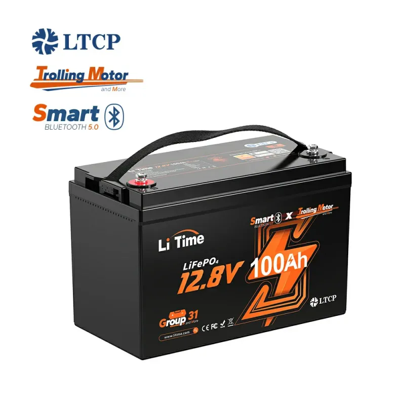 LiTime 12V 100Ah TM LiFePO4 Bluetooth deep cycle lithium battery for trolling motors, marine, solar, RV, and off-grid applications