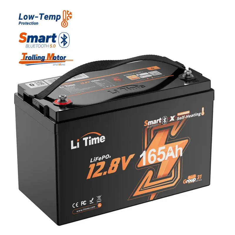 LiTime 12V 165Ah Group 31 LiFePO4 Bluetooth self-heating deep cycle lithium battery for RV, marine, solar, camping, and off-grid applications