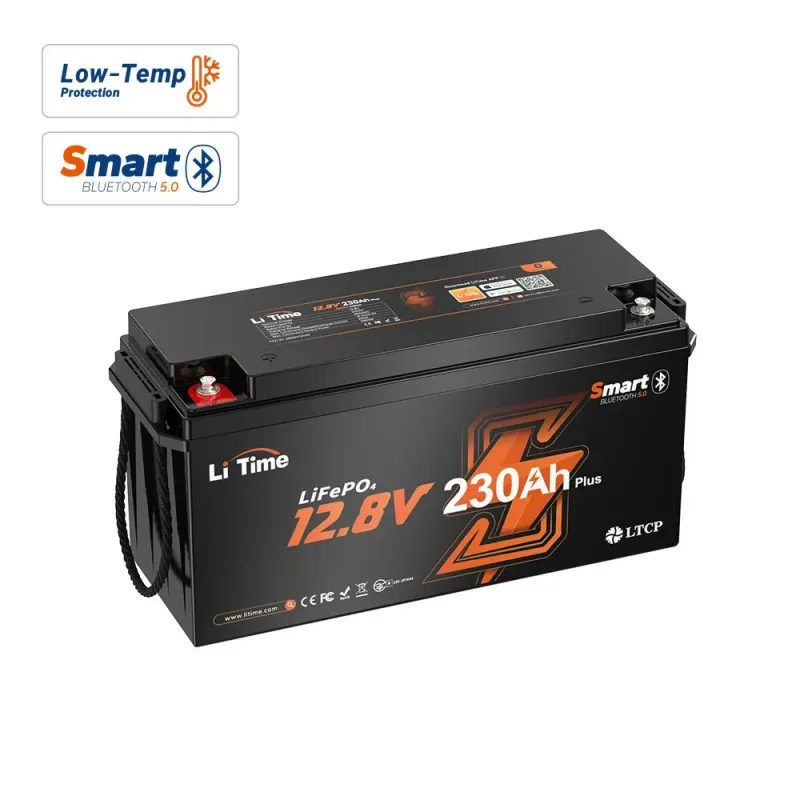 LiTime 12V 230Ah LiFePO4 Bluetooth deep cycle lithium battery with low-temp protection for RV, marine, solar, and off-grid applications
