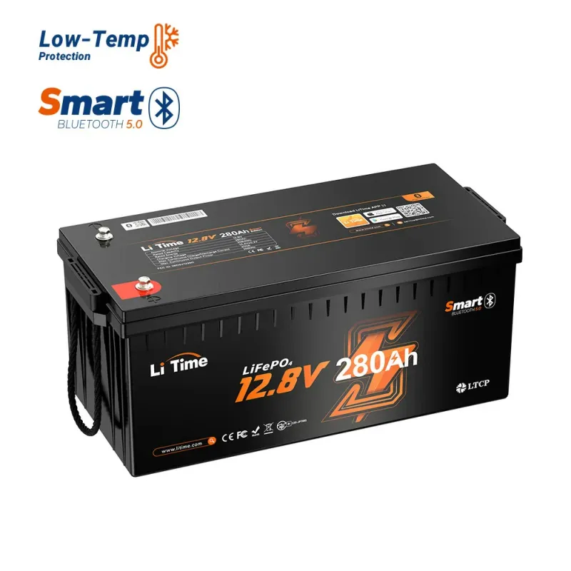 LiTime 12V 280Ah LiFePO4 Bluetooth deep cycle lithium battery with low-temp protection for RV, home, marine, solar, and off-grid applications