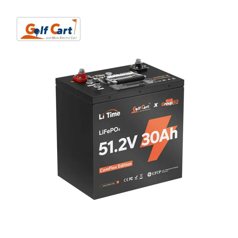 LiTime 48V 30Ah GC2 LiFePO4 Bluetooth deep cycle lithium battery with metal case for golf carts, electric vehicles, solar, RV, and off-grid applications