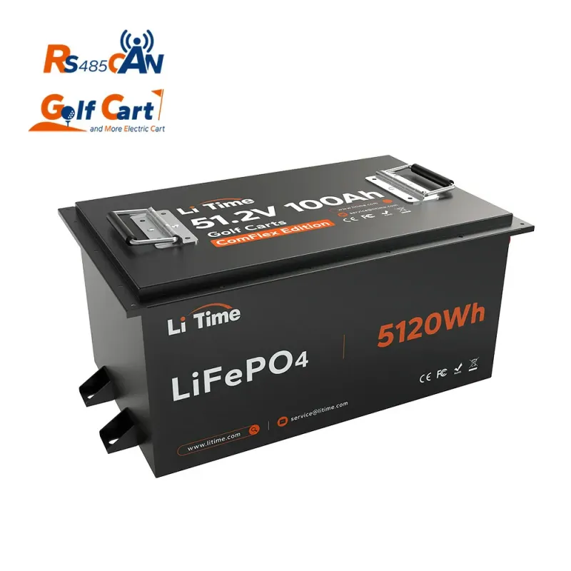 LiTime 48V 100Ah GC2 LiFePO4 deep cycle lithium battery with metal case for golf carts, electric vehicles, solar, RV, and off-grid applications