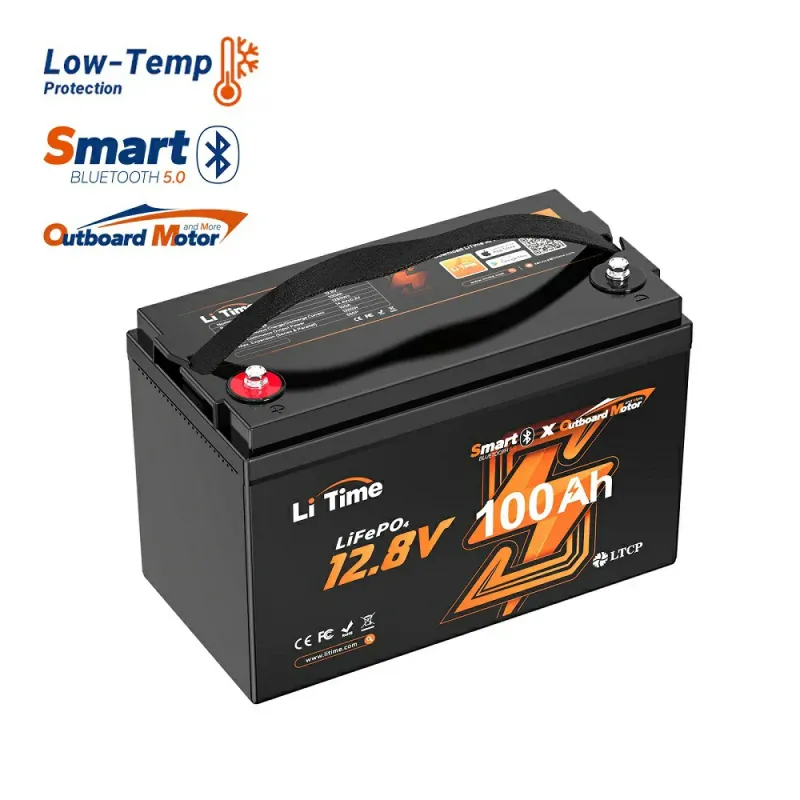 LiTime 12V 100Ah OBM LiFePO4 deep cycle lithium battery Group 31 for electric outboard motors, electric boats, marine, solar, RV, and off-grid applications