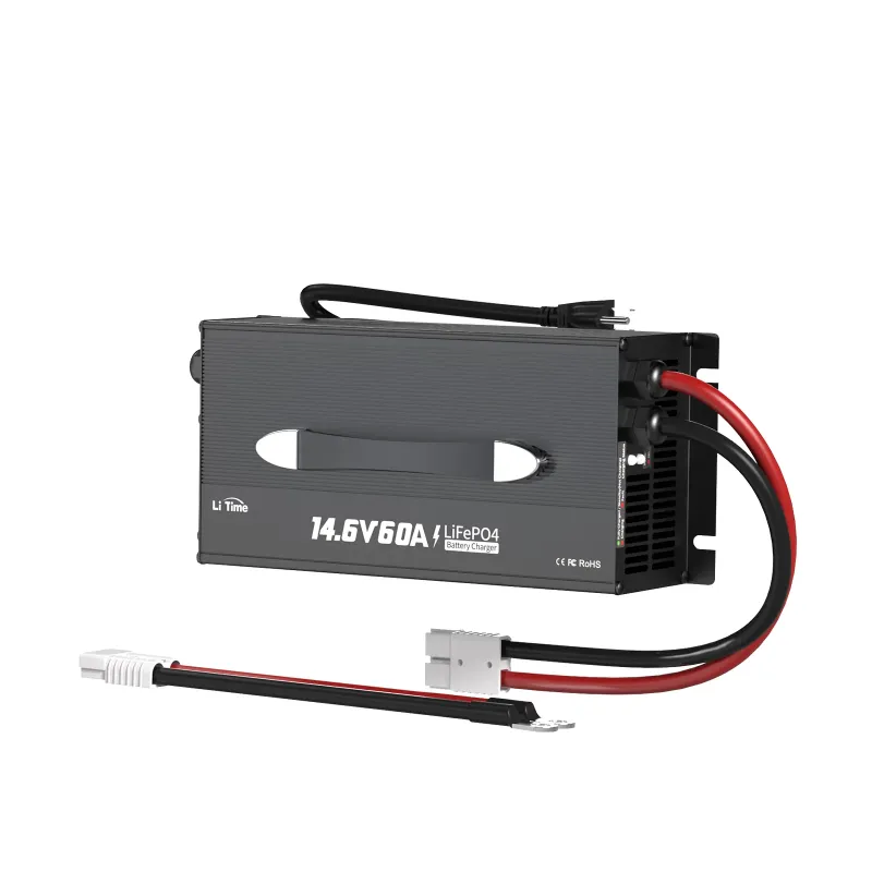 LiTime 12V (14.6V) 60A LiFePO4 smart lithium battery charger for RV, trolling motors, boats, camping, and off-grid applications