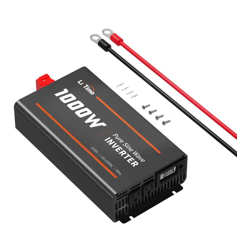 LiTime 1000W 12V pure sine wave inverter with LCD monitoring for RV, solar, marine, camping, and off-grid applications