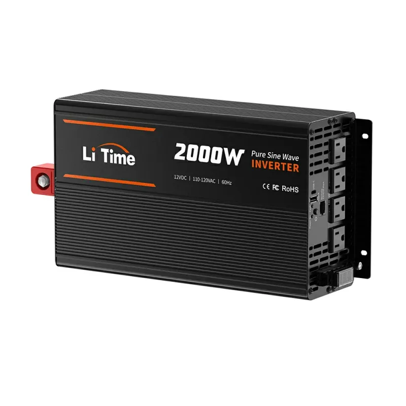 LiTime 2000W 12V pure sine wave inverter with LCD monitoring for RV, solar, marine, camping, and off-grid applications
