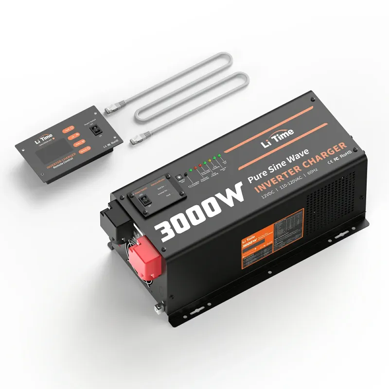 LiTime 3000W 12V pure sine wave inverter charger with UPS and remote monitoring for RV, solar, marine, camping, and off-grid applications