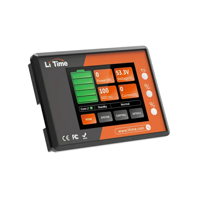 LiTime RS485 battery monitoring display for golf cart lithium batteries with Bluetooth for 12V/24V/36V/48V/60V/72V/84V/96V systems in RV, solar, marine, and off-grid applications