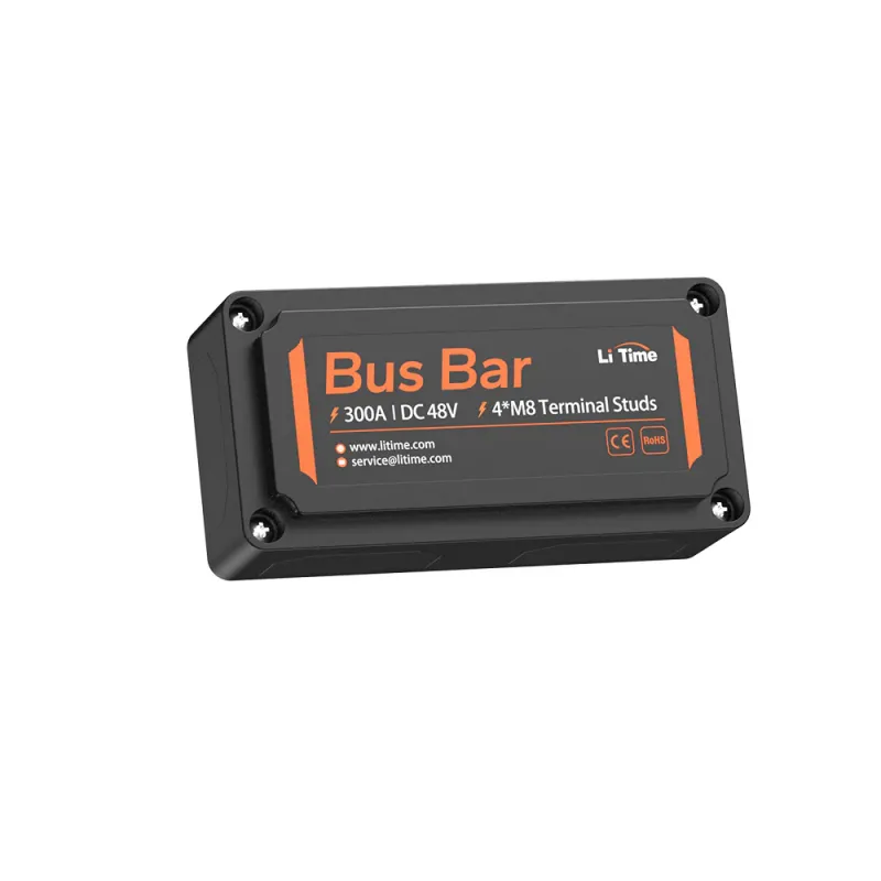 LiTime 300A heavy duty tinned copper bus bar with insulating cover for battery connections in RV, solar, marine, and off-grid applications