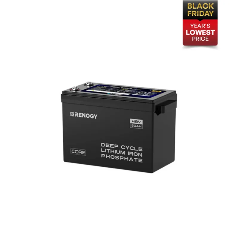 Renogy Core 48V 50Ah Smart LiFePO4 deep cycle lithium battery with self-heating for solar, RV, marine, and off-grid applications