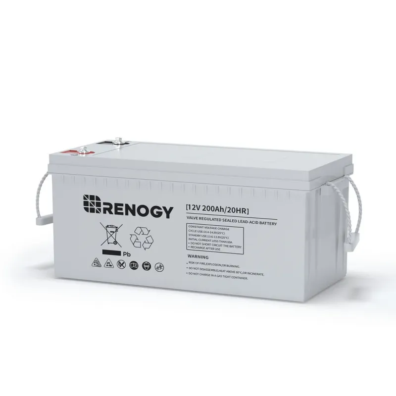 Renogy Deep Cycle AGM 12V 200Ah sealed maintenance-free lead-acid battery for marine, solar, RV, and off-grid applications