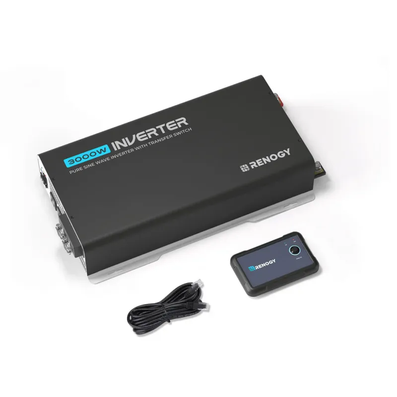 Renogy PUH 12V 3000W pure sine wave inverter with UPS transfer switch and built-in Bluetooth for RV, marine, solar, and off-grid applications