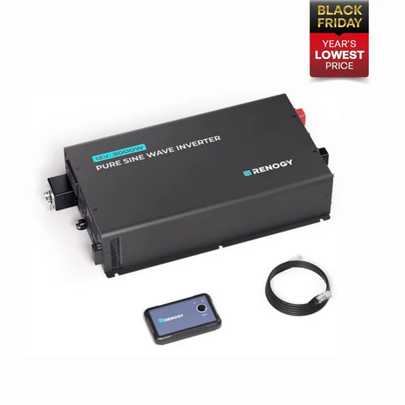 Renogy 3000W 12V Pro pure sine wave inverter with EcoSleep mode for RV, marine, solar, and off-grid applications