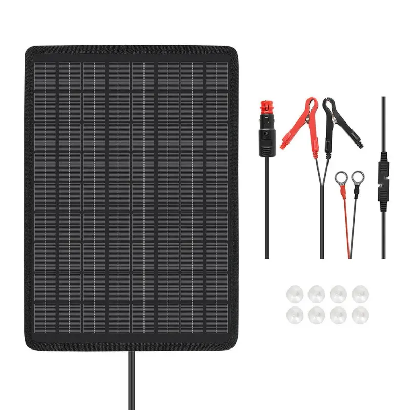 Renogy 10W solar battery trickle charger maintainer for 12V batteries in RV, marine, automotive, and off-grid applications
