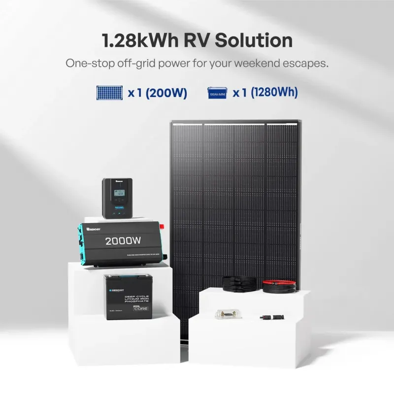 Renogy ShadowFlux N-Type RV Solution 1.28kWh complete off-grid solar power system for RV, van, marine, and off-grid applications