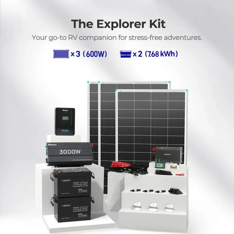 Renogy RV Solution 7.68kWh Voyager Kit complete off-grid solar power system for RV, van, marine, and off-grid applications