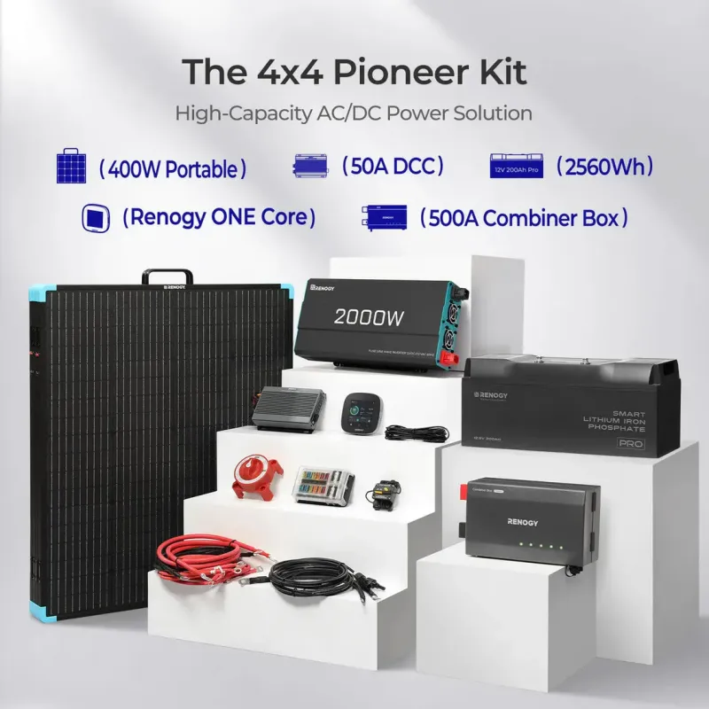 Renogy Off-road Pioneer Kit 2.56kWh integrated solar power system for off-road vehicles and camping
