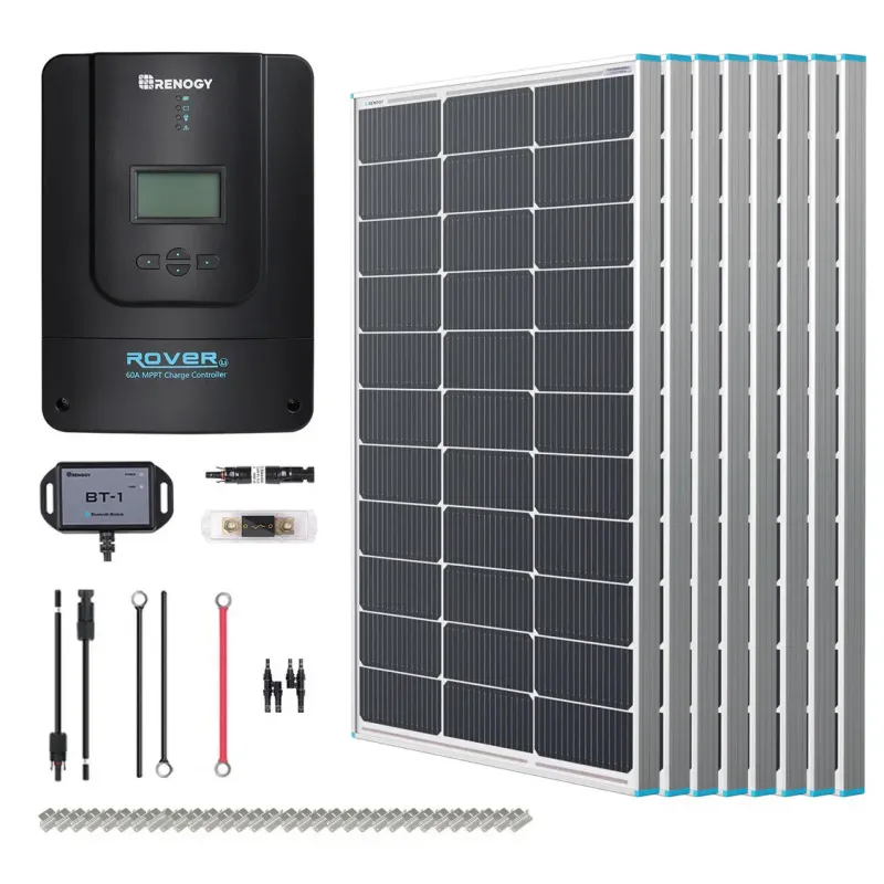 Renogy Premium N-Type 800W 12V/24V off-grid solar kit with ShadowFlux panels and MPPT controller for RV, van, marine, and off-grid applications
