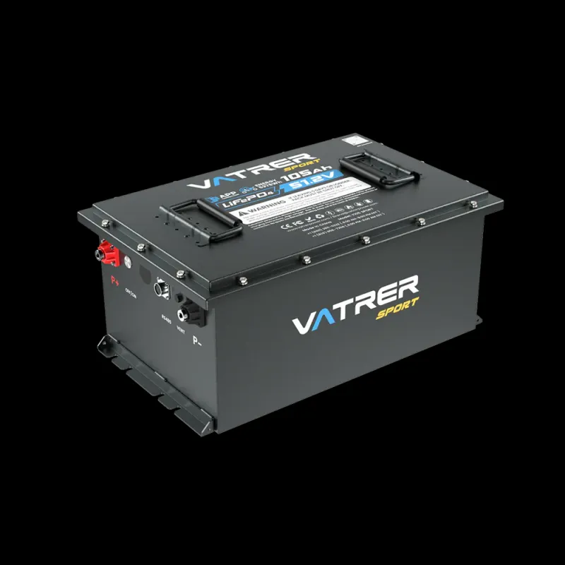 Vatrer 48V 105Ah LiFePO4 UTV ATV lithium battery with 300A BMS and Bluetooth for Polaris RZR Can-Am Maverick Kawasaki KRX side-by-side performance upgrade