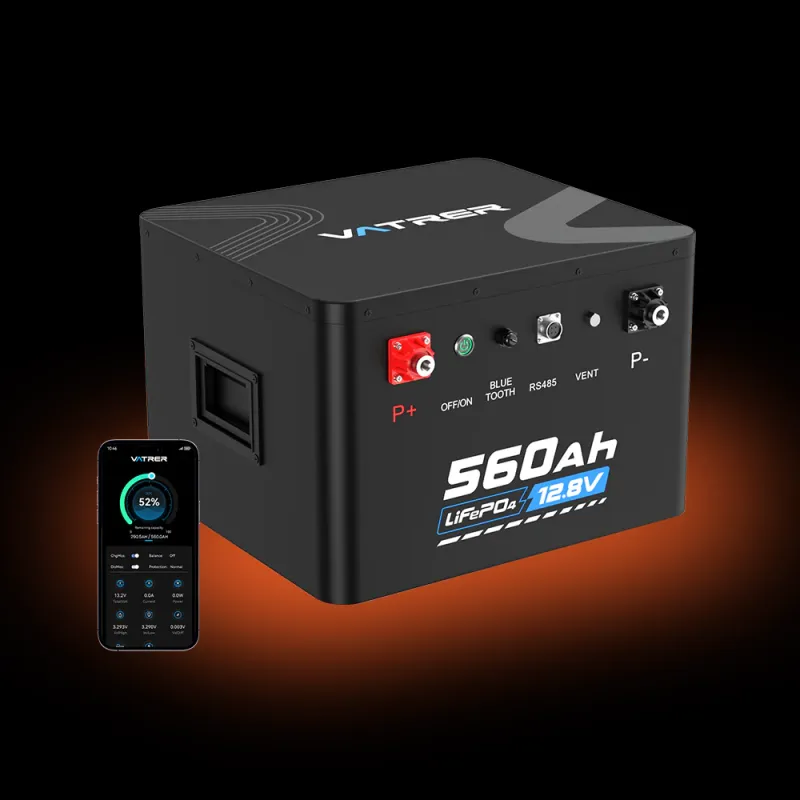 Vatrer 12V 560Ah LiFePO4 self-heating deep cycle lithium battery with 300A BMS and Bluetooth for full-time RV large solar marine off-grid monster power applications