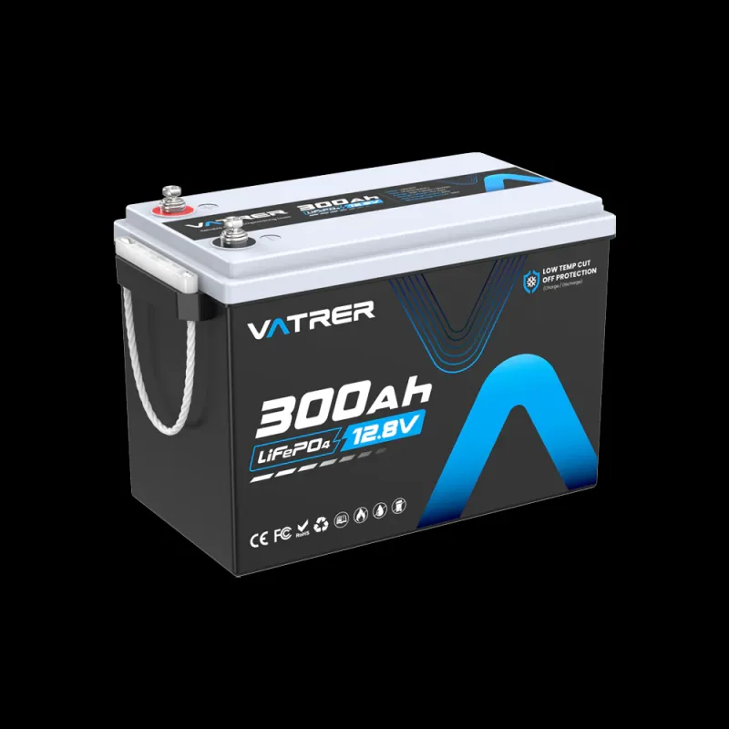 Vatrer 12V 300Ah LiFePO4 deep cycle lithium battery with 200A BMS for RV solar marine off-grid applications