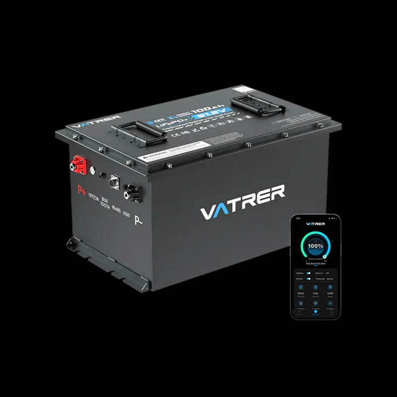 Vatrer 48V 100Ah LiFePO4 golf cart lithium battery with 200A BMS and Bluetooth for Club Car EZGO Yamaha extended range drop-in upgrade