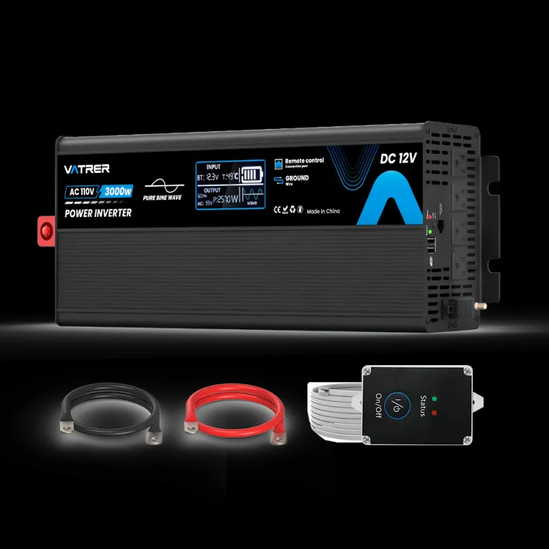 Vatrer 3000W pure sine wave inverter 12V DC to 120V AC for RV solar marine off-grid power conversion with 6000W surge