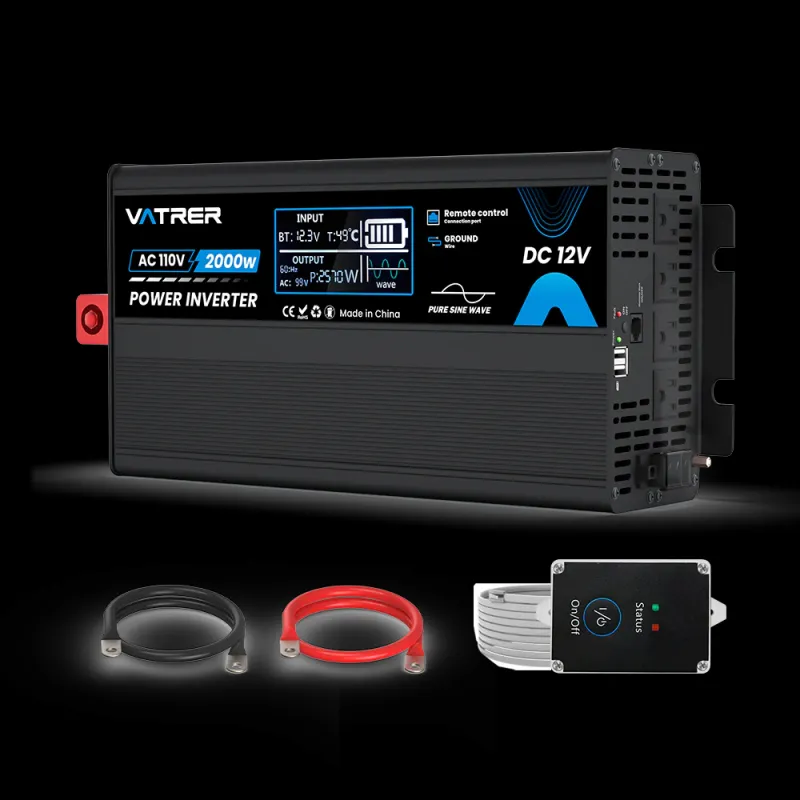 Vatrer 2000W pure sine wave inverter 12V DC to 120V AC for RV solar marine off-grid power conversion with 4000W surge