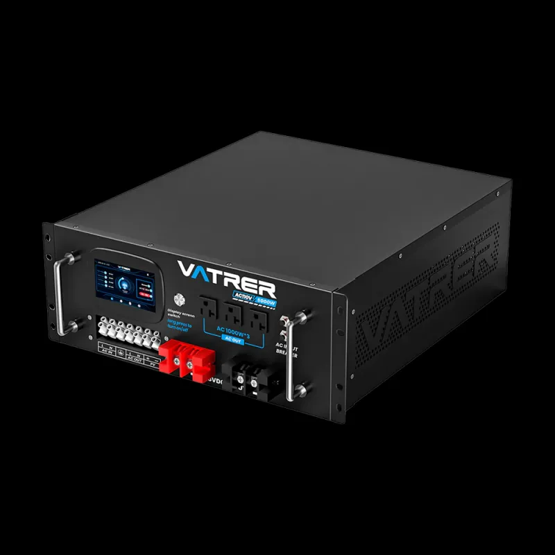 Vatrer 48V 5000W hybrid solar inverter with 100A MPPT solar charger and 80A AC charger for home solar off-grid battery backup systems