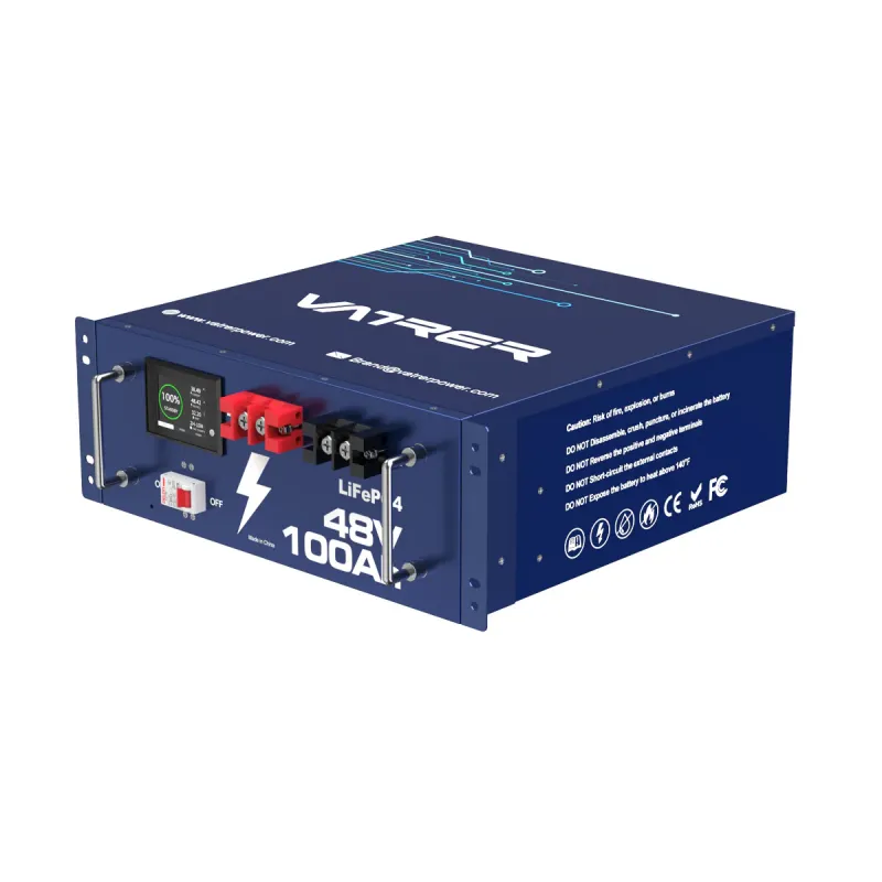 Vatrer 48V 100Ah server rack LiFePO4 lithium solar battery with touchable smart display and mobile app for home energy storage off-grid applications