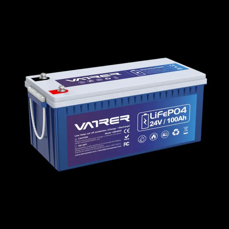 Vatrer 24V 100Ah LiFePO4 deep cycle lithium battery with 100A BMS and Bluetooth for trolling motor marine RV solar applications