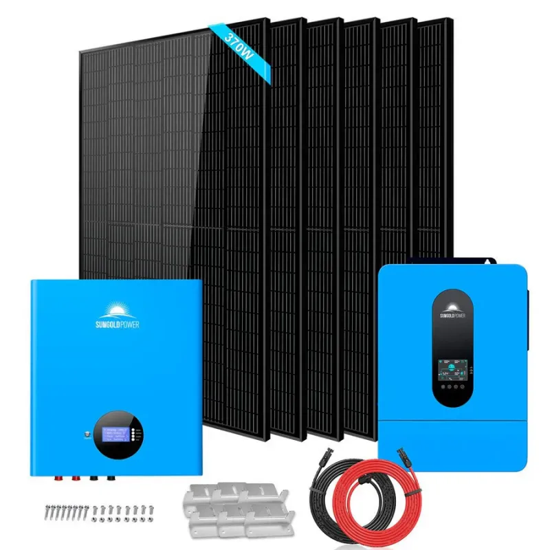 SunGold Power 6.5kW off-grid solar kit with 5.12kWh PowerWall LiFePO4 battery and 6x370W panels for 48V 120V/240V RV home off-grid solar applications
