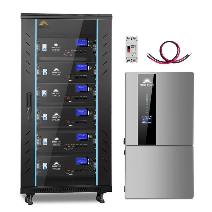 SunGold Power 11.4kW hybrid solar kit SGH-11N3E with 30.72kWh LiFePO4 battery and 28x450W panels for 48V 120V/240V RV home off-grid solar applications