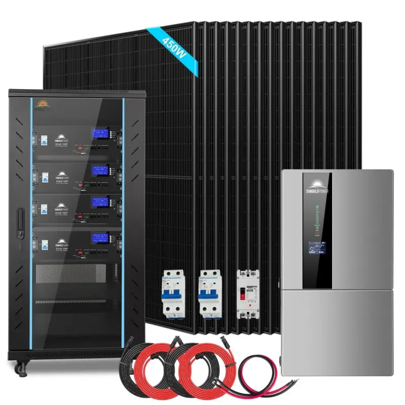 SunGold Power 11.4kW hybrid solar kit with 20.48kWh LiFePO4 battery and 16x440W panels for 48V 120V/240V RV home off-grid solar applications